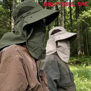 UPF 50+ Summer Bucket Hat, Wide Brim Fishing Sunscreen Hat with Neck Flap, Breathable Casual Outdoor Cap for Men Women, Sports Outdoor Hats, Sunscreen Leisure Hat – Ideal for Hiking, Gardening, Beach & Camping