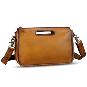 Genuine Leather Purses and Messenger Bag for Men Vintage Leather Briefcase Handbags Satchel Bags Shoulder Bag with Strap