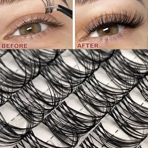 Fairy Hair Individual Eyelashes 90pcs, 9-16mm Manga Anime Wet Look Spiky Lash Clusters, C Curl WideSpan DIY Extensions With 0.05mm Ultra-Thin Invisible Band For Voluminous Eye Makeup