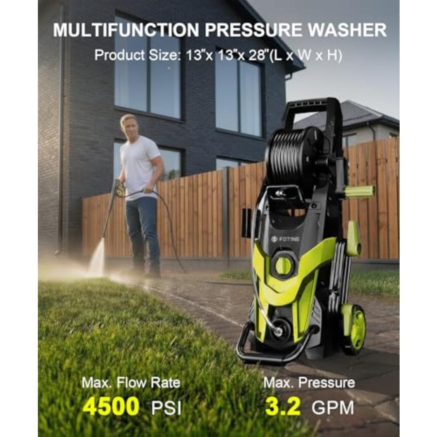 2026New Pressure Power Washer with 4 Quick Connect Nozzles Inlet Hose and Filter Foam Cannon for Cars/Fences/Patios/Home Cleani