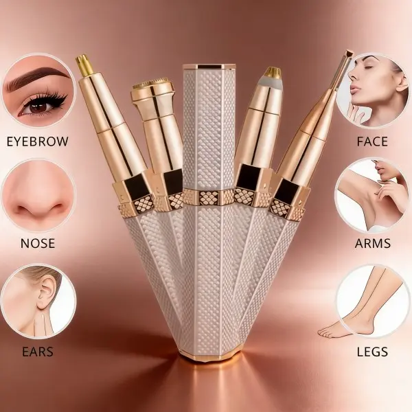 Women’s 4-in-1 Multifunctional Electric Groomer - USB Rechargeable Precision Trimmer for Eyebrow, Facial, Bikini Line - Portable Personal Care Styling Tool