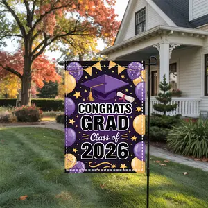 Congratulations to the graduating class of 2026 on the 2D plan. Double sided washable multifunctional holiday courtyard decoration flag, 12x18in