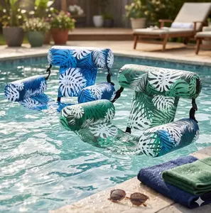 Floating Hammock Chair 2-Pack for Adults, Inflatable Backrest Water Lounger, Summer Pool Party Lake Relax Seat, Durable Floating Hammock for Water Activities