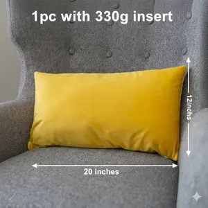 12"x20" luxury velvet lumbar support throw pillow 7 vibrant colors with 330g  insert included 1pc