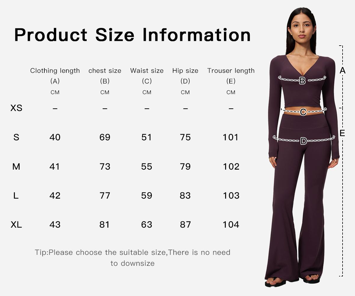 MFVIM Women’s Cross Deep V Long Sleeve Fitness Two-Piece Set – High-Waisted Slightly Flared Pants, Slimming Commuter Running Yoga Activewear Set,travel essentials,camping essentials,back to school,back to school haul
