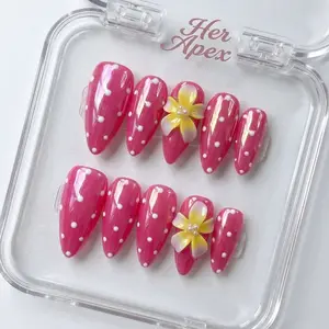 Her Apex Grace Handmade Press-On Nails - Beauty Products, Reusable, Salon-Quality, Long-Lasting, Glossy Design