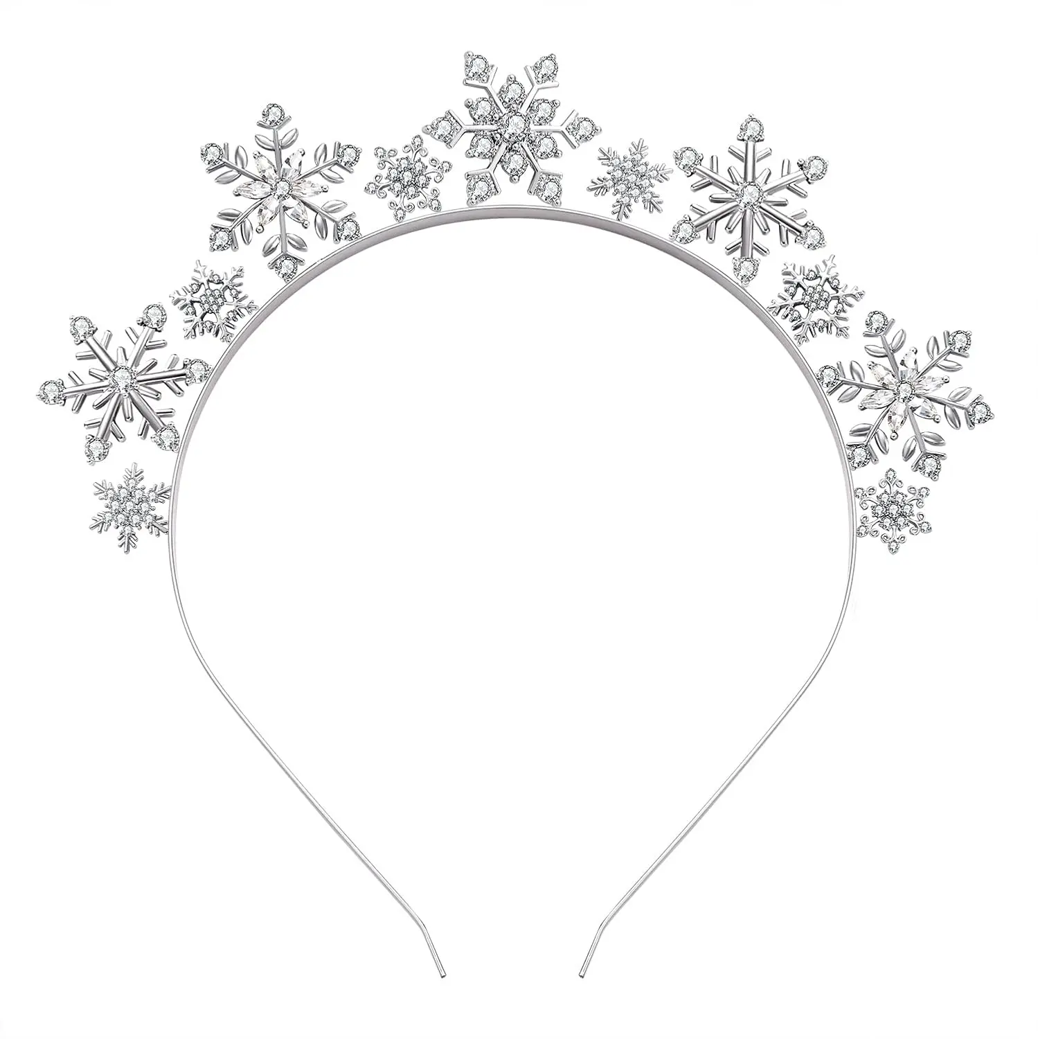 Women's Adjustable Synthetic Rhinestone Snowflake Headbands - Flexible Festive Party Accessory for Christmas Holiday Decor, Good Luck Gift for Aunt