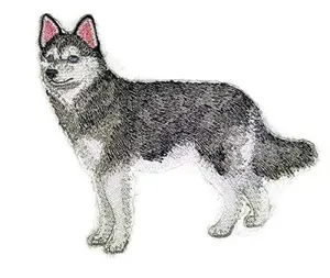 Amazing Custom Dog Portraits [Alaskan Klee Kai] Embroidery IronOn/Sew Patch (4.5" x 4.5")[Made in USA]