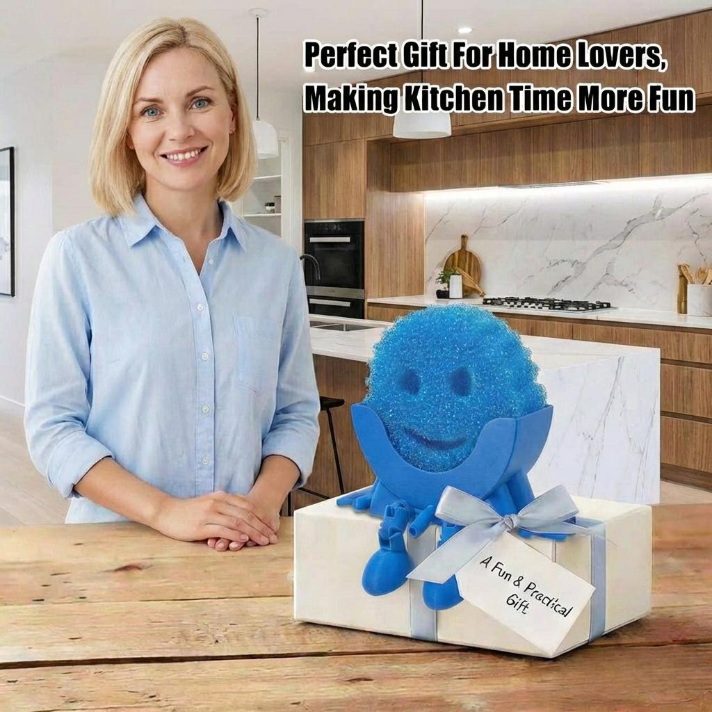 Must-Have Cute Sponge Holder for Kitchen Sink, Funny 3D Printed Hanging Organizer with Drainage, No-Trace Strong Glue, Keeps Your Sponge Dry, Clean & Easy to Grab