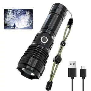 Ultra-Bright 5000 Lumens LED Flashlight - Rechargeable, Tactical Zoomable Torch with 5 Modes for All Occasions, Super Bright, Multiple Occasions survival supply