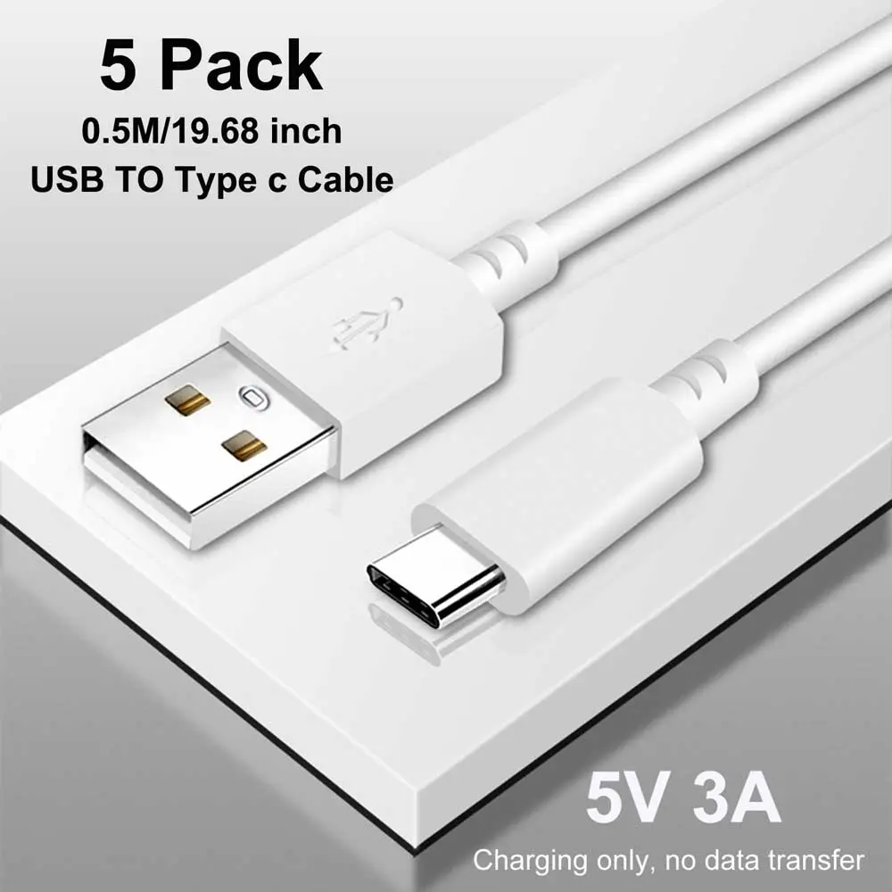 USB A to USB C Charger Cables (5-Pack, 1.5FT, White) 1.5FT USB C Cable for iPhone 15 Pro/Max, 3-Pack Braided USB A to USB C Cable Fast Charging Type C Cord for Samsung Galaxy S23 Google Pixel, Short USB C Charger Cable 0.5m
