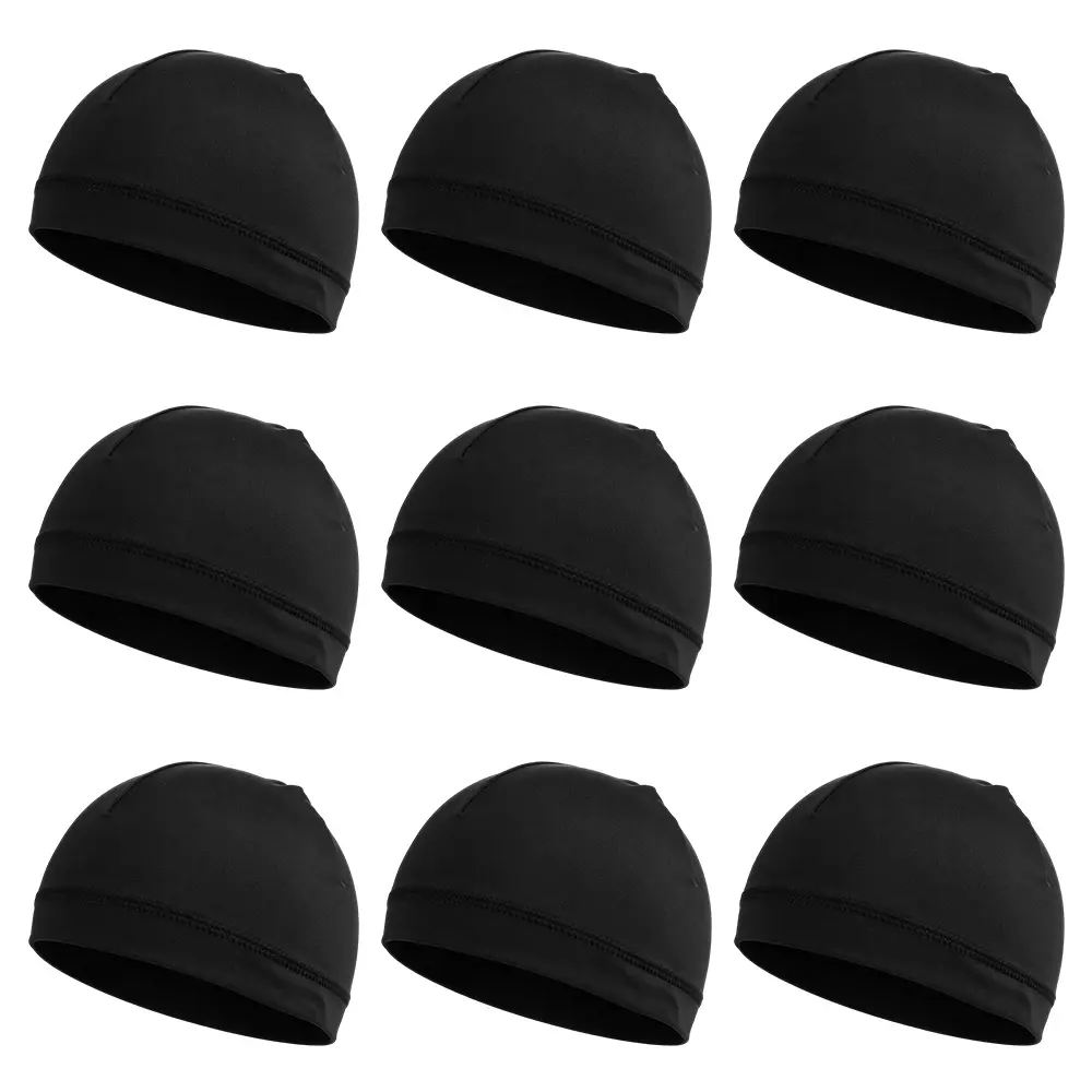 Men's 9-Pack Polyester Camouflage Cooling Skull Cap - Synthetic Sweat-Wicking Liner, Lightweight Breathable Exquisite Workmanship Skullie Beanie for Adults' Under-Helmet Summer Cycling, Hiking, Comfortable and Soft Party Supplies Accessory, 20.5 in