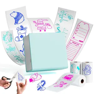 M02 Mini Sticker Printer - Portable Thermal Pocket  Print Pod Inkless Maker Machine With 3 Rolls Color Text Paper For Decoration Scrapbook Photo Gift Study Note