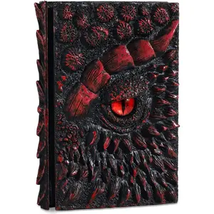 A5 (7.3" x 5.1")  Dragon Embossed Journal, Engraving Notebook,Retro Diary,100 Sheets Blank Paper,Hardcover Travel Notepad for Writing,Sketchbook,Collection,,Decoration (Red)
