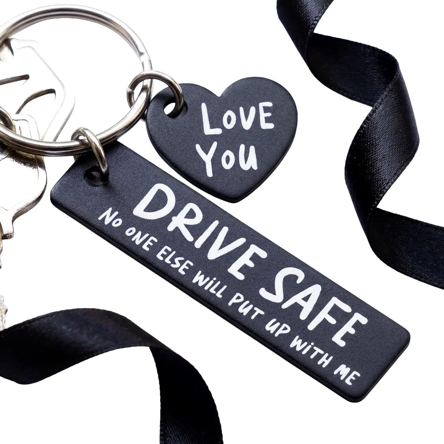 Stylish Engraved Keychain Pendant for Men, Compact Keychain Jewelry with Drive Safe Affirmation - Boyfriend Gift, Brother Gift, Fathers Day Present for Dad & Husband, Father's Day