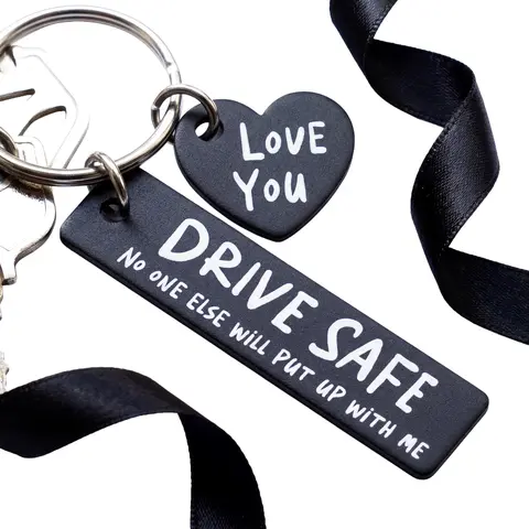 Men's Stylish Engraved Keychain Jewelry - Compact Casual Chain Attachment Keychain, Customizable Drive Safe Affirmation Boyfriend Gift, Father’s Day Brother Gift