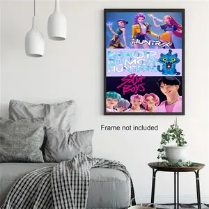 Custom Frameless Huntress Team Poster Canvas Art, Personalized Anime Print, Trendy Comic Character Wall Decor for Home & Bedroom