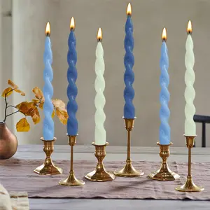 10 inch Spiral Taper Candles blue Taper Candles Sticks 4 PCS Unscented Twisted Taper Candles for Decor Wedding Festival Holiday Home Restaurant Wedding Party Candlesticks
