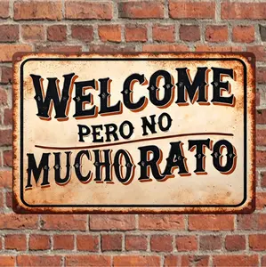 Vintage Spanish Welcome Sign In Rustic Iron With Distressed Rust Effect For Indoor And Outdoor Decor Vintage Spanish Welcome Sign In Rustic Iron With Distressed Rust Effect For Indoor And Outdoor Decor