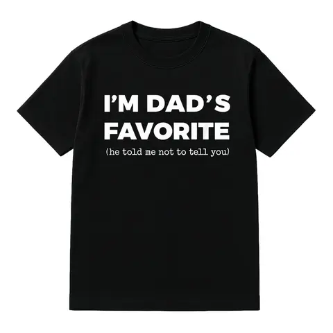 Women's Casual Cotton T-Shirt - Short-Sleeve, Round-Neck, Loose, Lightweight Top with "I'm Mom's Favorite" Funny Graphic for Golf, Daughters, Thanksgiving, Valentines Day, Shortsleeve, Loose-Fit, Unisex, All Seasons, Funny Quote, Text Print