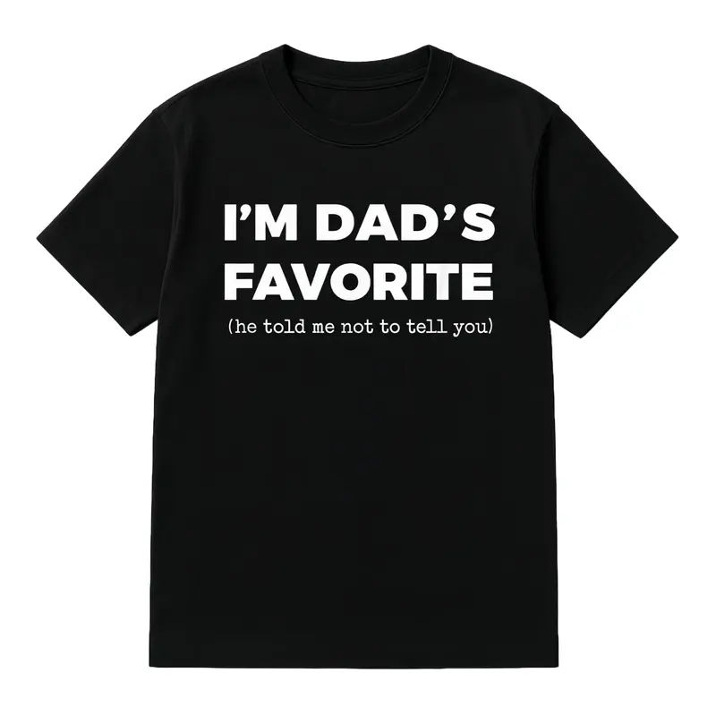 Women's Casual Cotton T-Shirt - Short-Sleeve, Round-Neck, Loose, Lightweight Top with "I'm Mom's Favorite" Funny Graphic for Golf, Daughters, Thanksgiving, Valentines Day, Shortsleeve, Loose-Fit, Unisex, All Seasons, Funny Quote, Text Print