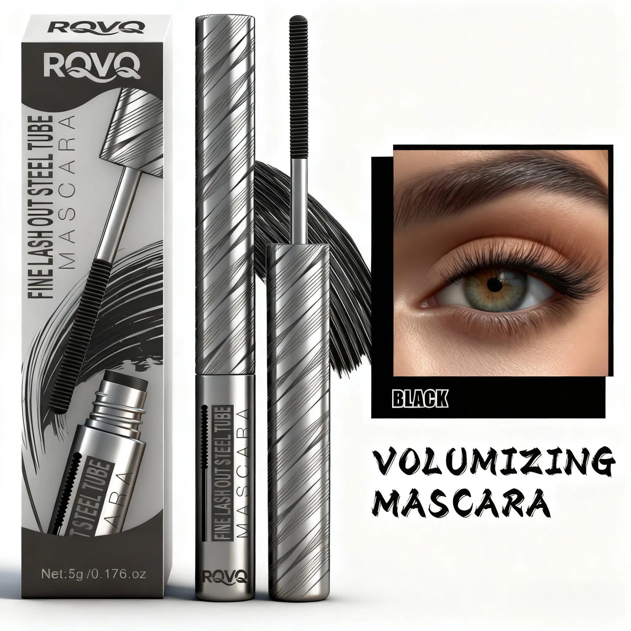 Waterproof Cosmetic Mascara - Brush-On, Precision Wand, Buildable Natural Volume, Lasting Curl, Long-Wearing Plumping Smudge-Proof Formula, Beginner-Friendly Lash Builder for Separated Defined Lashes, Daily Use Makeup for Work & Active Lifestyle