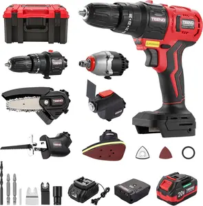 20V Cordless Combo Kit, 11-IN-2 8-IN-1 3-IN-1Cordless Multi-tool with Case, Drill, Recip saw, Chain Saw, Impact wrench, Oscillating tool, Sander with Accessories, 3.0Ah Lionthium Battery and Charger Portable