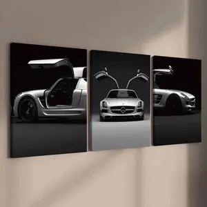 3-Piece Modern Art Canvas Prints, Solid Wood Framed Wall Decor, High-Definition Waterproof Posters, Ideal Gift for Home & Office Decoration, Artwork, Modern Minimalist Design