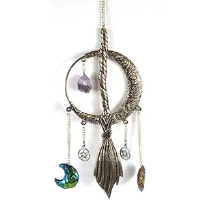 12"x 3 1/2" Moon & Broom wall hanging