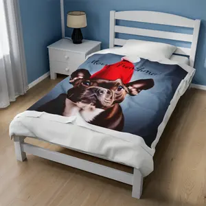 Xmas Frenchie Velveteen Plush Blanket faux rabbit