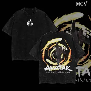 [COLLECTION] Limited Avatar Anime T-Shirt - Aang, Katara, Zuko, Toph Beifong The Last Airbender Double Printed Washed Tee Unisex Oversize Acid Washed Lightweight Cotton T-Shirt, Gift For Anime Fans 32V UZP