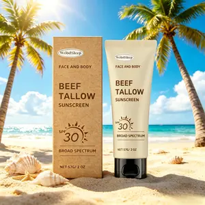 Tallow Facial Sunscreen SPF 30 with Zinc Oxide & Vitamin E | Hydrating, Water-Resistant Face & Body Cream for Daily UV Protection (57g),summervibes