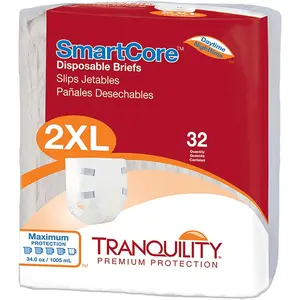 Tranquility SmartCore Adult Disposable Briefs, Incontinence Control with Breathable Kufguard Technology, Fastening Tabs& Wetness Indicator, Latex-Free, Adult Large, 34oz Capacity, 96ct Case