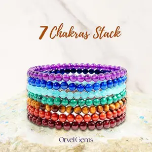 7 Chakras Bracelet Stack | Spiritual Balance & Energy Healing for Men, Women, and Yoga Enthusiasts | Align and Energize Your Chakras | 4mm Gemstone Beads | Perfect for Meditation, Mindfulness, and Daily Wear B091 X0
