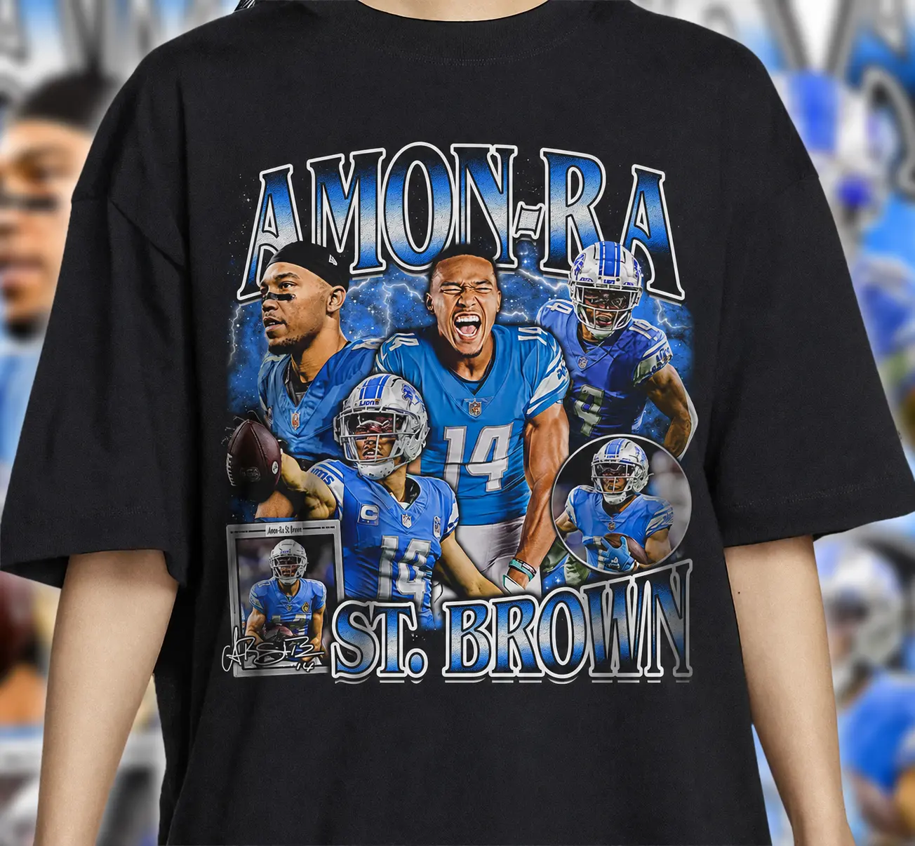Vintage Amon-Ra St. Brown Shirt - Football Tee, 90s Graphic Tee, Unisex, Retro, NFL Gift, Detroit Lions Team T-Shirt