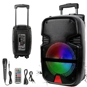 Portable Wireless Party Speaker 8 inch Subwoofer Loud Bluetooth Speaker System Heavy Bass Rechargeable Tailgate Speaker With Microphone Remote Control Audio Cable