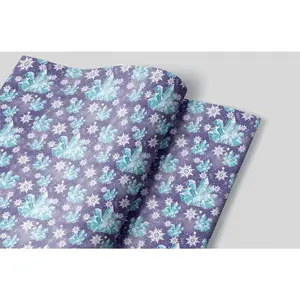 Frozen Ice Crystals & Snow Flakes Wrapping Paper, Set of 3 Sheets - Birthday & Holiday Gift Wrapping