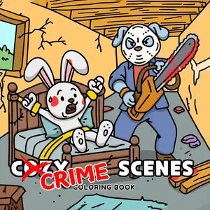 1pc Cozy Crime Scenes Coloring Book, Dark Humor Cute Cartoon Style Stress Relief Coloring Book for Adults