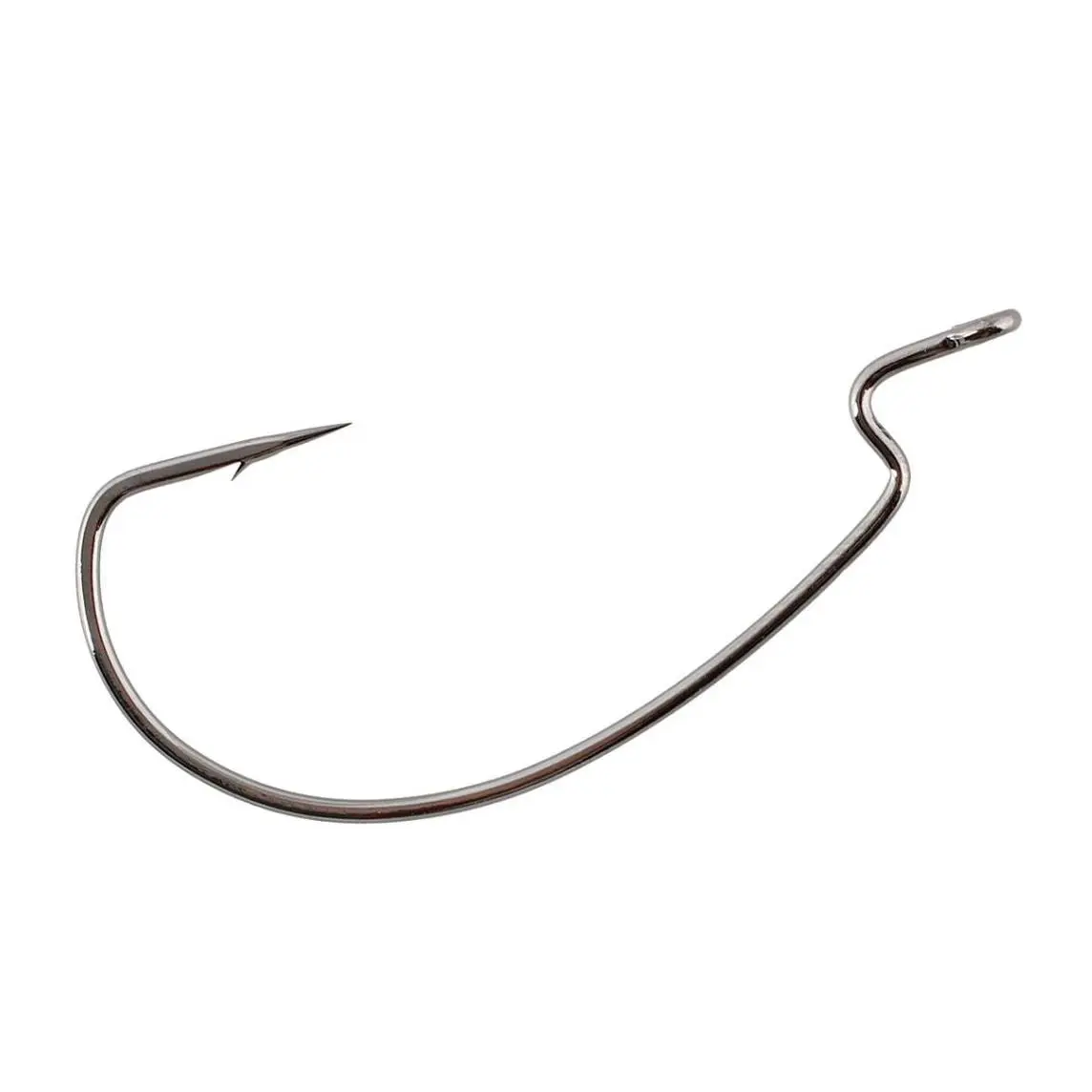 Gamakatsu Black EWG Offset Worm Hook, Black Anodized Metal Fishing Hook with Barbed Shank, Available in Bulk Packs for Fishing Lures