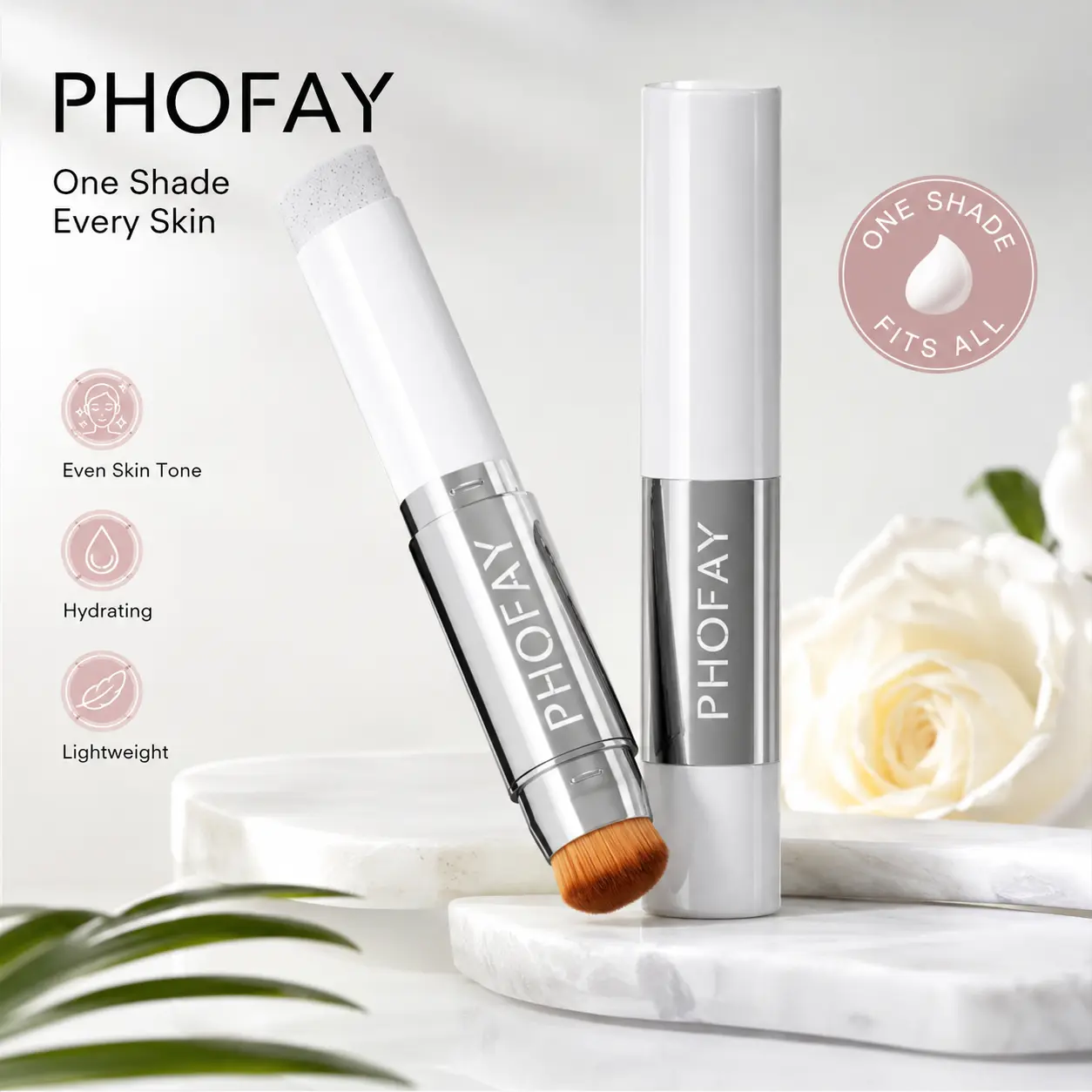 PHOFAY Color Changing Foundation Stick, Self-Adjusting Cream Foundation , Lightweight Natural Coverage for Everyday Makeup, Office, Travel & On-the-Go