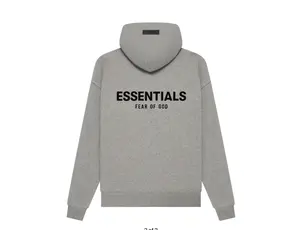 Fear of God Essentials Dark Oat Meal Hoodie - Fear of God Logo Pullover Sweatshirts for Casual Wear