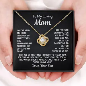 Mother's Day Gift For Mom,Personalizable Necklace Gift Set Forever Love Necklace for Mom,Premium CZ Stone Pendant, Unbreakable Bond Gift