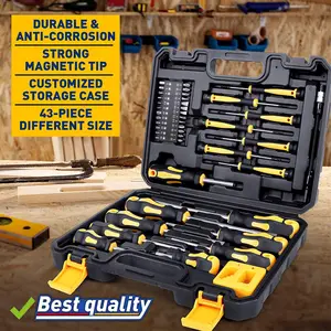 43-Piece Magnetic Screwdriver Set, Including Flathead Screwdriver, Phillips Screwdriver, Hex Screwdriver, Torx Screwdriver, Magnetizer, Demagnetizer, Replaceable Screwdriver Bits, and Sturdy Tool Box, Suitable for DIY and Repair Work