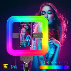 RGB Ring Light, LED Video Lighting for Makeup & Photography, Adjustable Color Temperature, Aesthetic Portable Design, Ideal for Studio Shooting