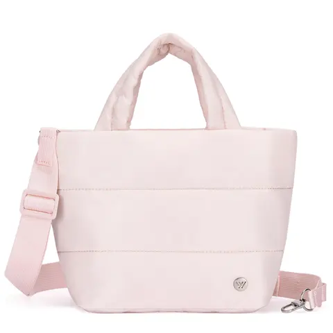 WESTBRONCO Women's Small Striped Nylon Puffer Crossbody Bag - Reusable Lunch Bag for Women, Waterproof, Foldable, Adjustable Strap, Zip Closure, Casual Hands-Free Carry, Gift-Ready Pick for Gift-Giving