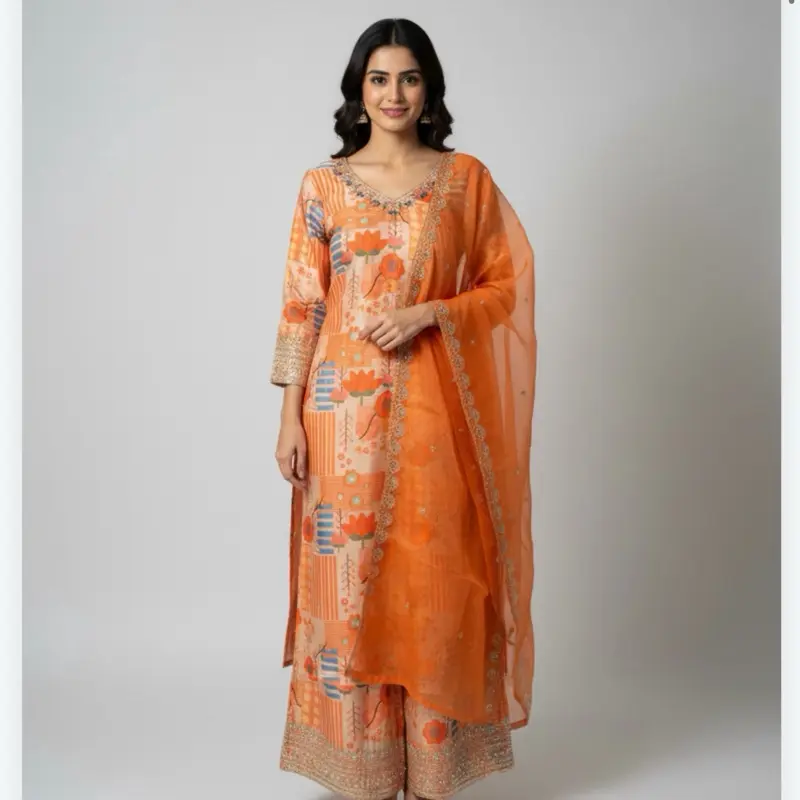 Party Wear Divider Set Chinnon Silk Sequence Work with Jari Fully Embroidered Perfect for Any Special Occasions Purple Color Womenswear Asian Clothes