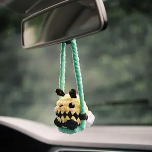 Handmade Bumblebee Crochet Plush on Swing – Cute Bee Decor Gift