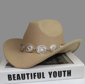 Men Women Western Cowboy Suede Hat Wide Brim Sunhat Party Travel Outdoor Cap Classical Retro