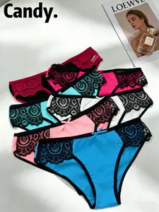 6-pack set of chic lace women's trendy underwear - breathable and comfortable blend, sexy triangle underwear, lace details, multiple colors