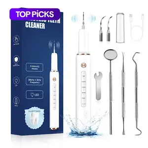 Plaque Remover for Teeth, Dental Cleaning Kit Tartar Remover for Teeth with LED Light & 5 Modes, Rechargeable Dental Cleaner with Replacement Heads & Manual Auxiliary Cleaning Tools, Oral Irrigator for Home Use, Teeth Cleaning #TOP PICKS